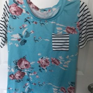 New Ladies Aqua Floral Top XL